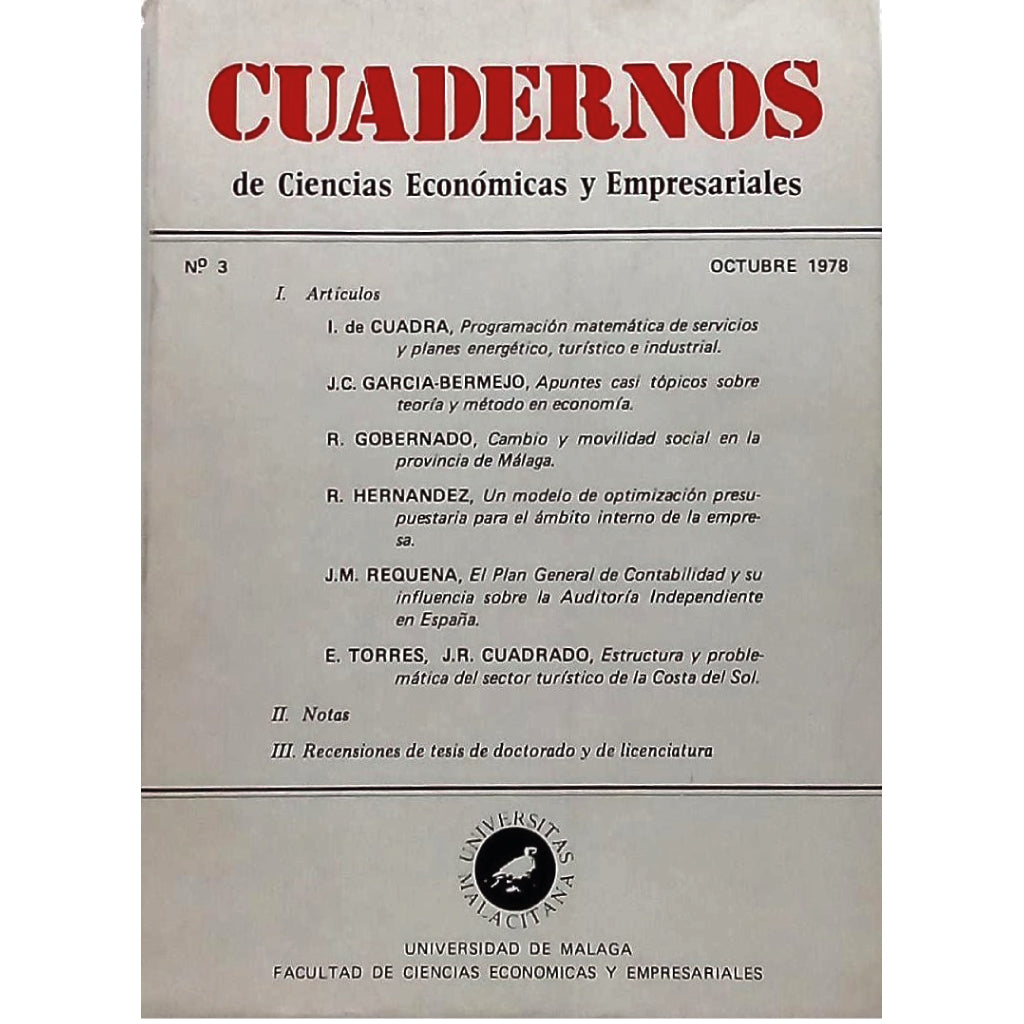 CUADERNOS DE CIENCIAS ECONÓMICAS Y EMPRESARIALES Nº 3. OCTUBRE 1978