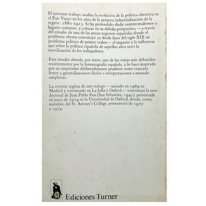 POLÍTICA OBRERA EN EL PAIS VASCO 1880-1923. Fusi, Juan Pablo