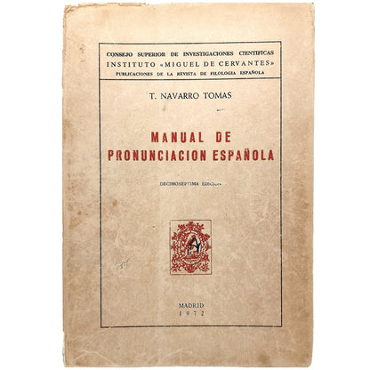 MANUAL DE PRONUNCIACIÓN ESPAÑOLA. Navarro Tomás, T.