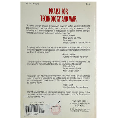 TECHNOLOGY AND WAR. From 2000 B.C. to the present. Creveld, Martin Van