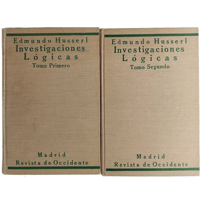 INVESTIGACIONES LÓGICAS. 4 tomos en dos volúmenes. Husserl, Edmundo