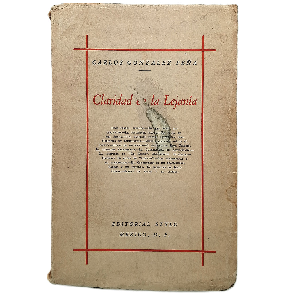 CLARIDAD EN LA LEJANÍA. González Peña, Carlos