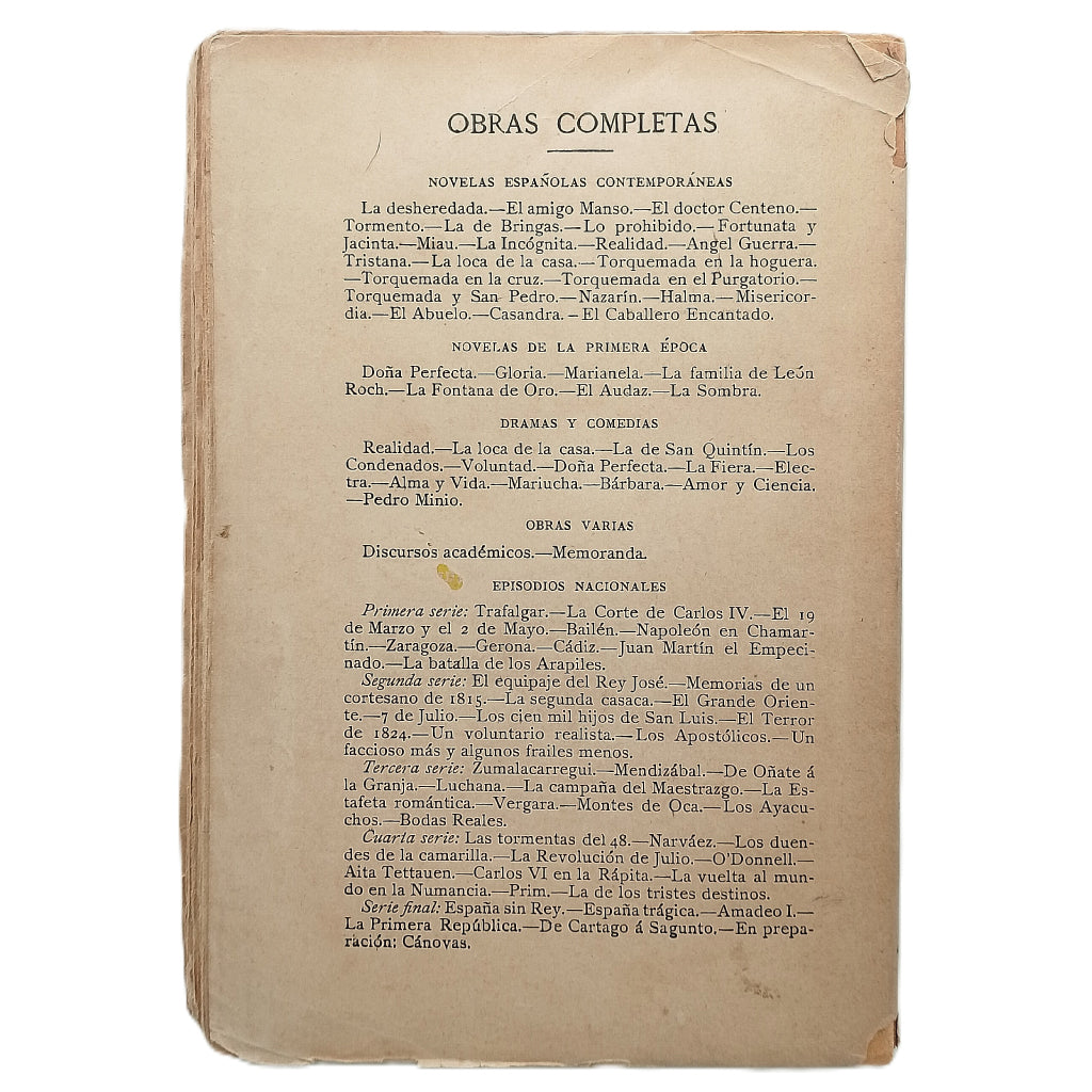 DE CARTAGO A SAGUNTO. Episodios Nacionales, Serie final. Pérez Galdós, Benito