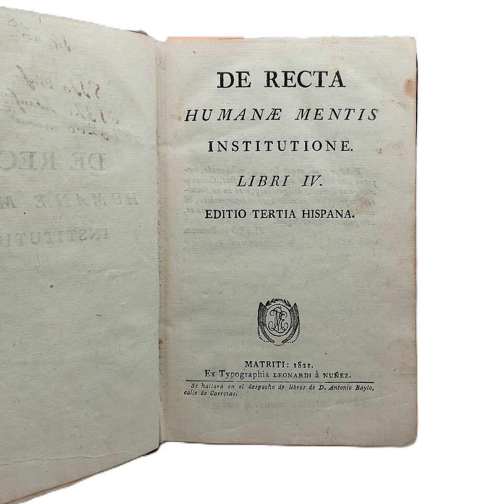 DE RECTA HUMANAE MENTIS INSTITUTIONE. Baldinoti, Cesare