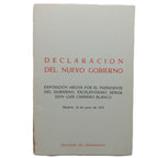 DECLARACIÓN DEL NUEVO GOBIERNO. Carrero Blanco, Luis