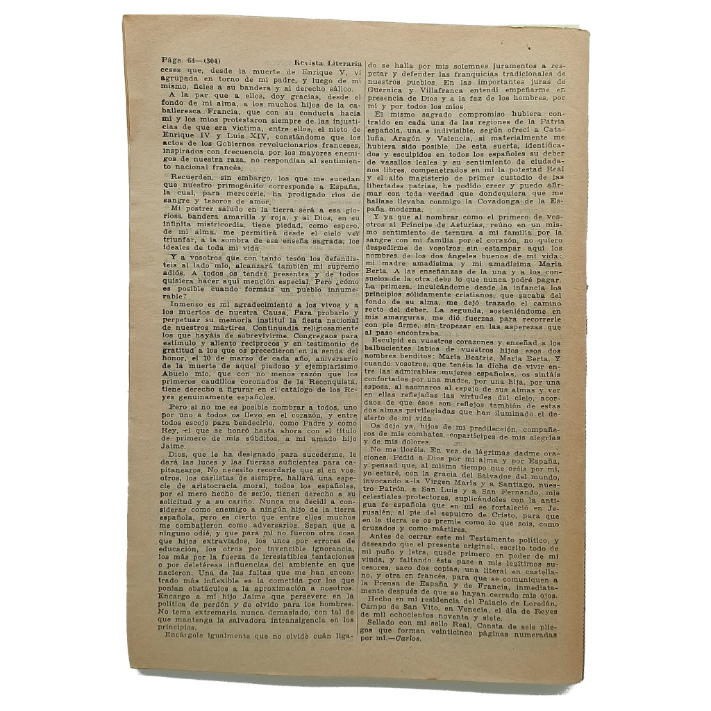 NOVELAS Y CUENTOS Nº 1098: CARLOS VII. DUQUE DE MADRID. Conde de Rodezno