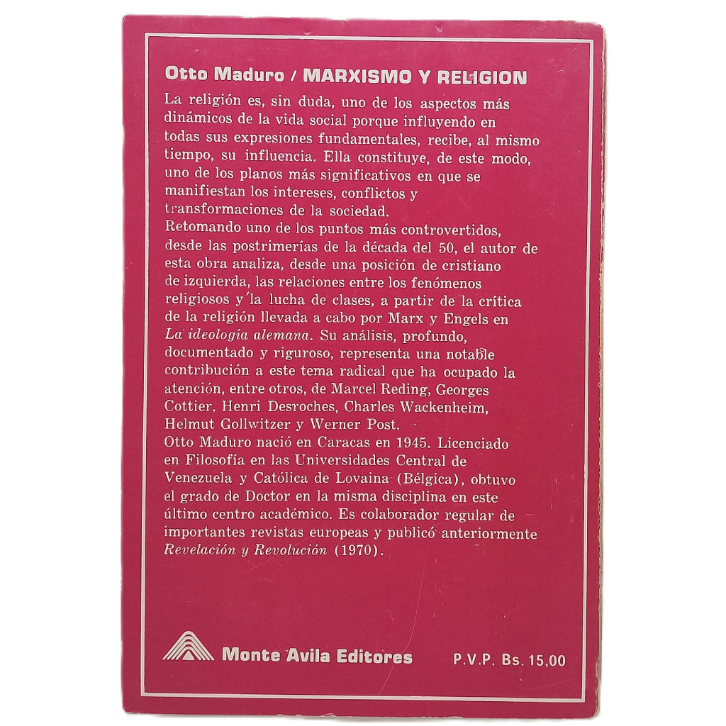 MARXISMO Y RELIGIÓN. Maduro, Otto