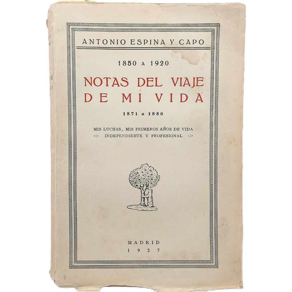 NOTAS DEL VIAJE DE MI VIDA. 1871 A 1889. Espina y Capo, Antonio