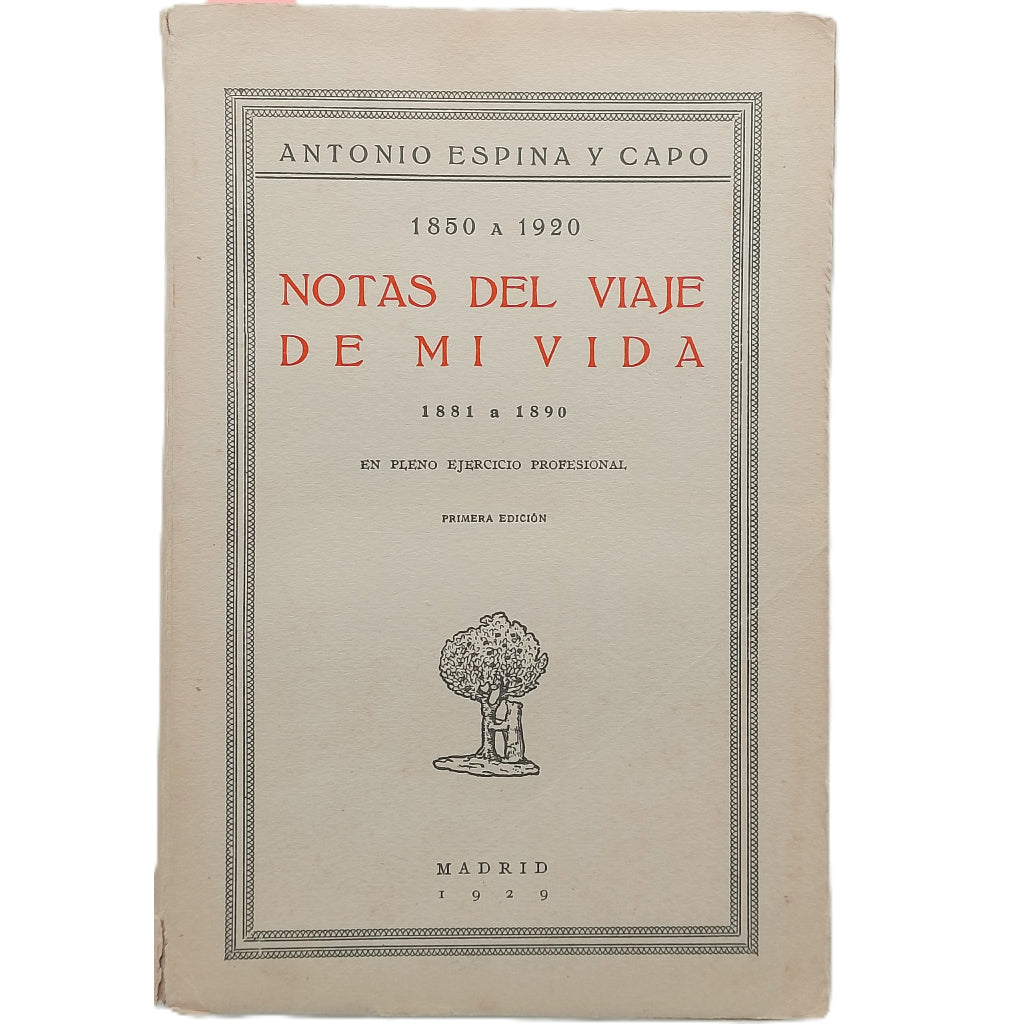 1850 A 1920. NOTAS DEL VIAJE DE MI VIDA 1881 A 1890. En pleno ejercicio profesional. Espina y Capo, Antonio