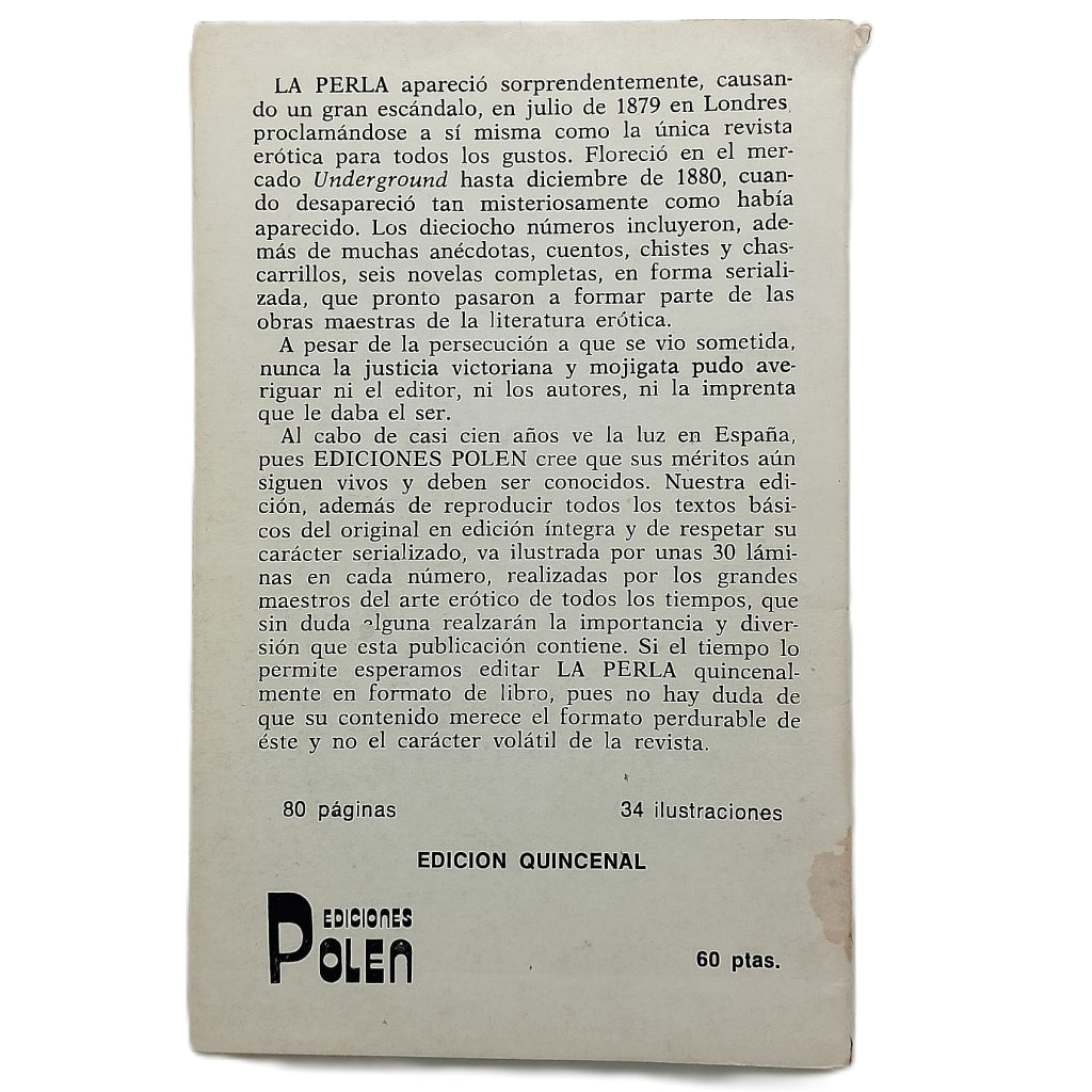 LA PERLA Nº 12. Colección de lecturas sicalípticas, sarcásticas y voluptuosas
