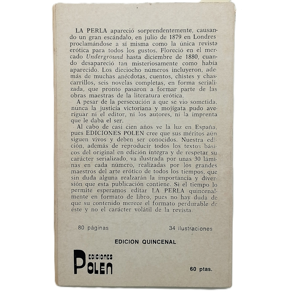 LA PERLA Nº 3. Colección de lecturas sicalípticas, sarcásticas y voluptuosas