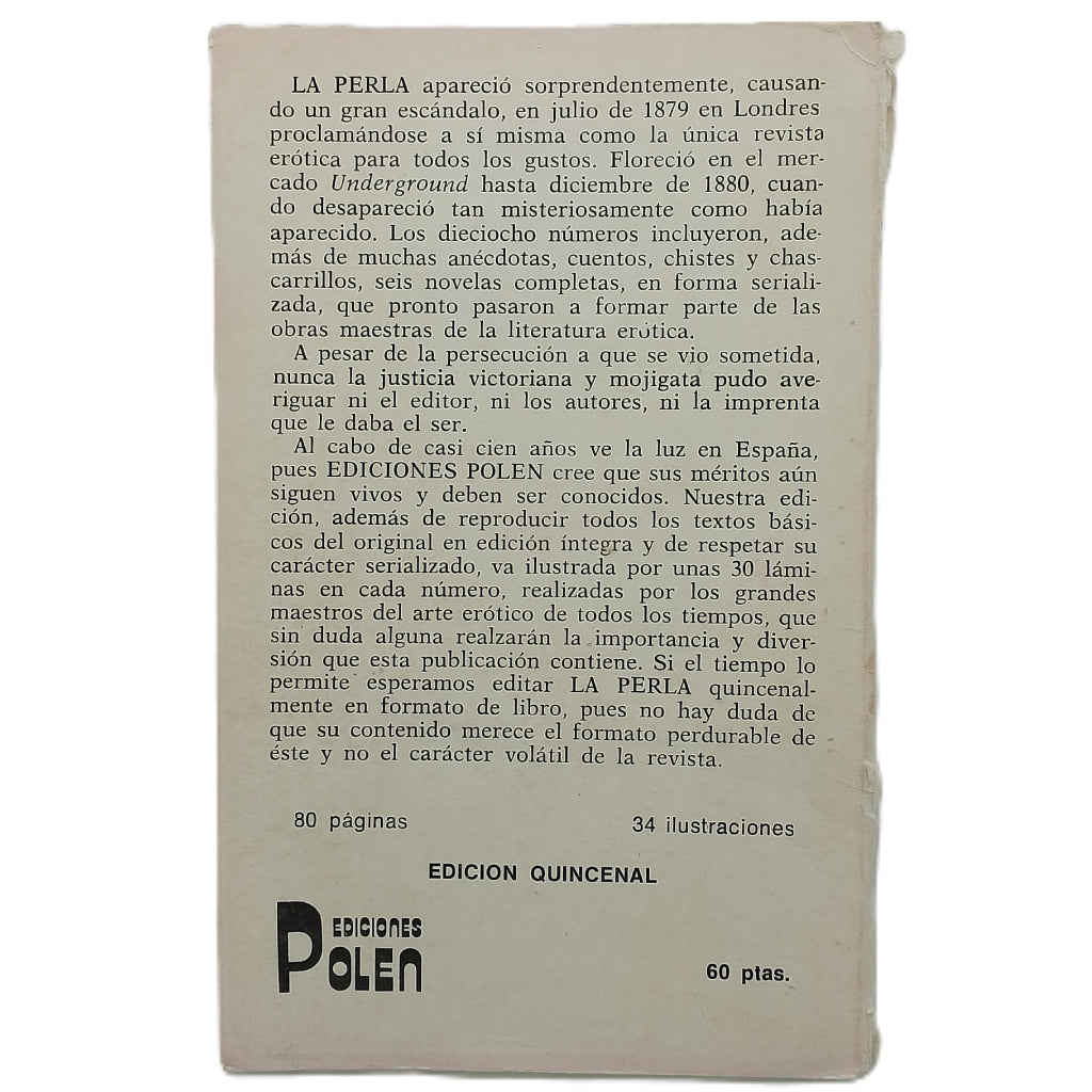 LA PERLA Nº 10. Colección de lecturas sicalípticas, sarcásticas y voluptuosas