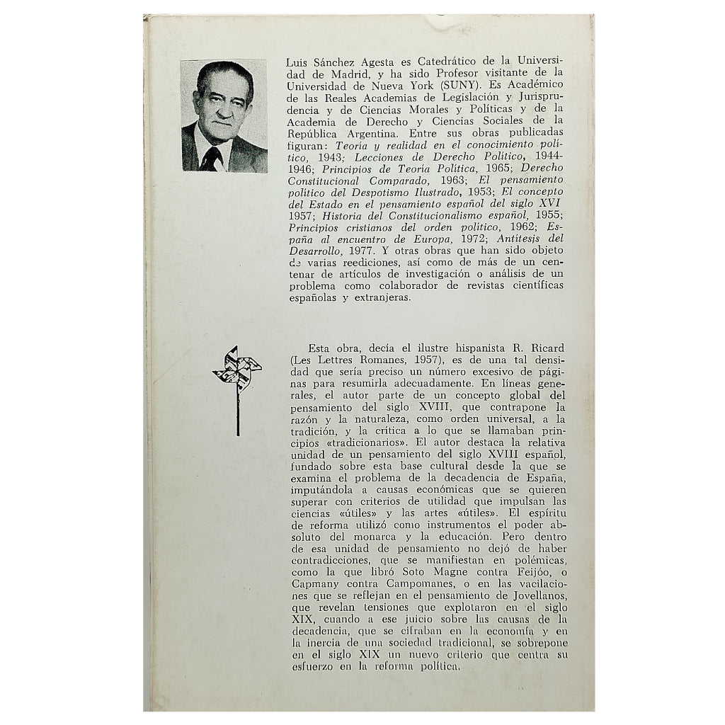 EL PENSAMIENTO POLÍTICO DEL DESPOTISMO ILUSTRADO. Sánchez Agesta, Luis