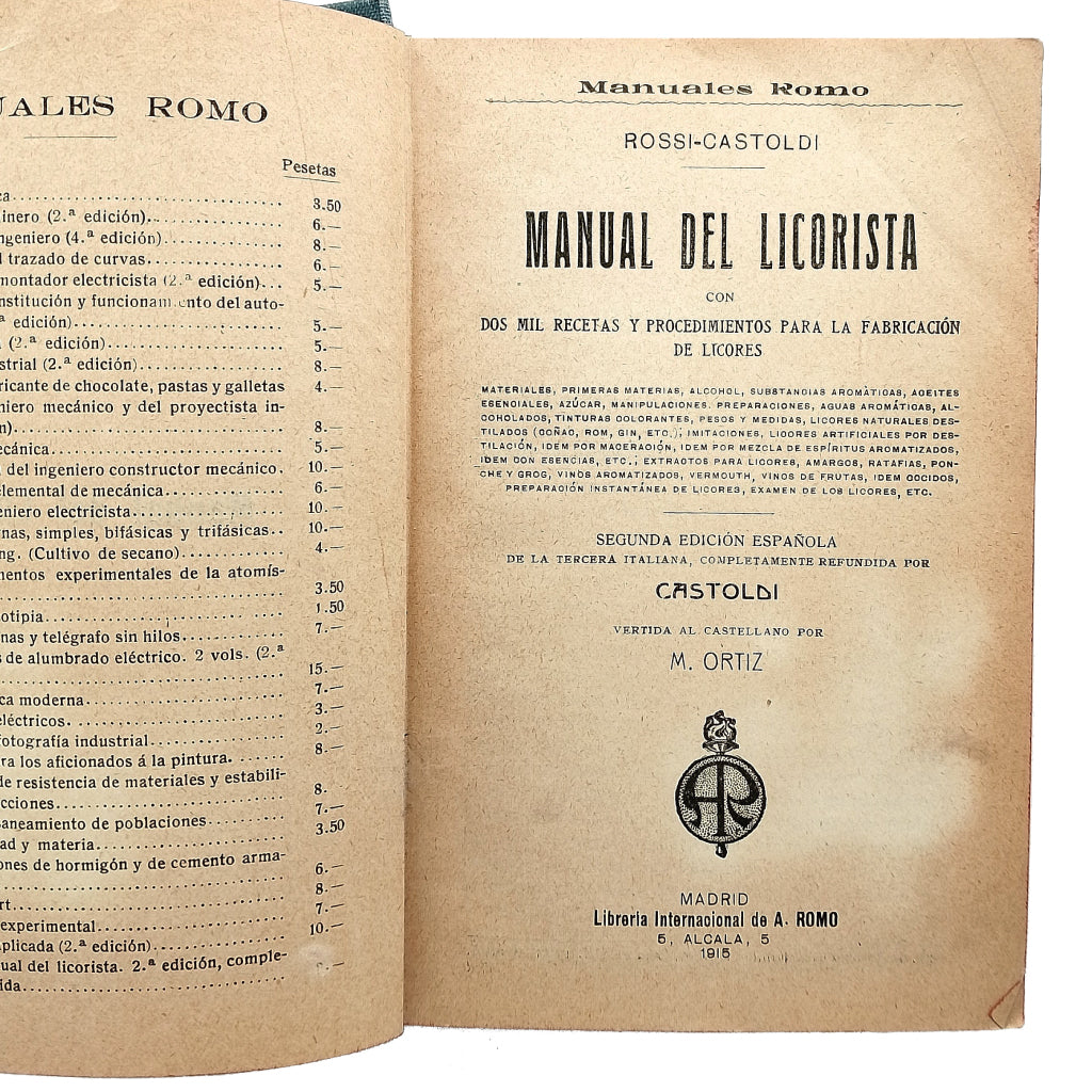 MANUAL DEL LICORISTA. Rossi-Castoldi