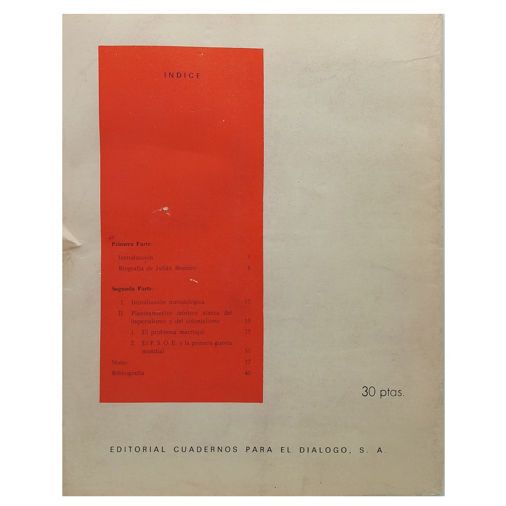 LOS SUPLEMENTOS Nº 16: JULIÁN BESTEIRO. El problema de Marruecos y la guerra europea. Lamo de Espinosa, Emilio