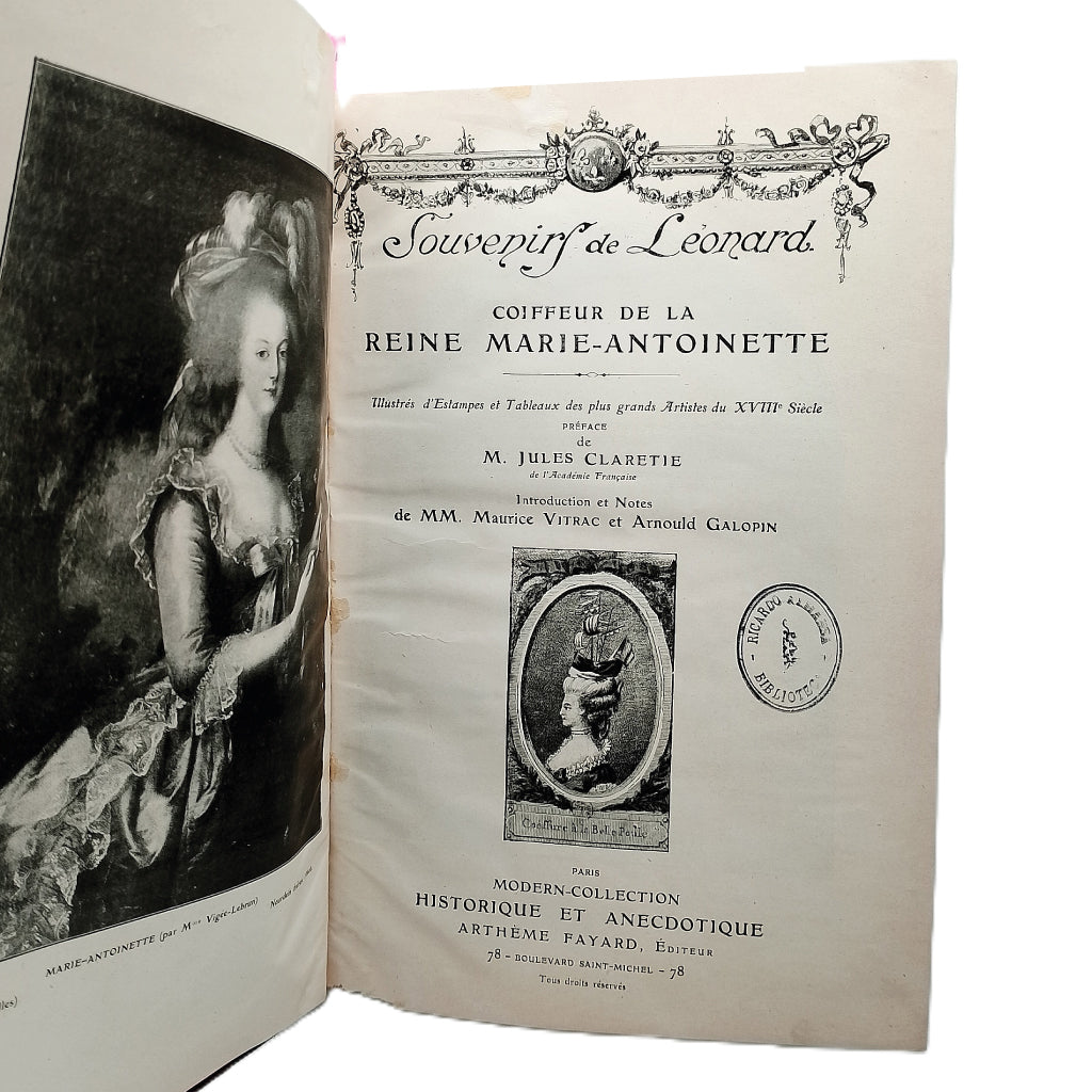 SOUVENIRS DE LEONARD. Coiffeur de la Reine Marie- Antoinette
