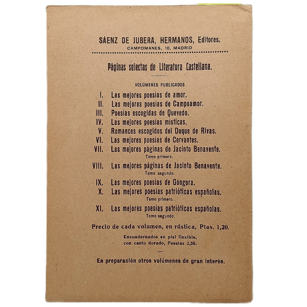 POESÍAS ESCOGIDAS DE QUEVEDO. Quevedo, Francisco de/ Tapia, Luis de (Prologo y recopilación)