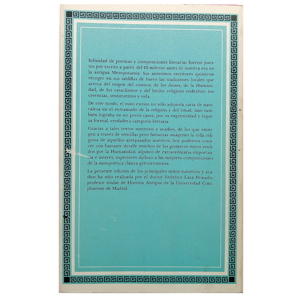 MITOS SUMERIOS Y ACADIOS. Lara Peinado, Federico