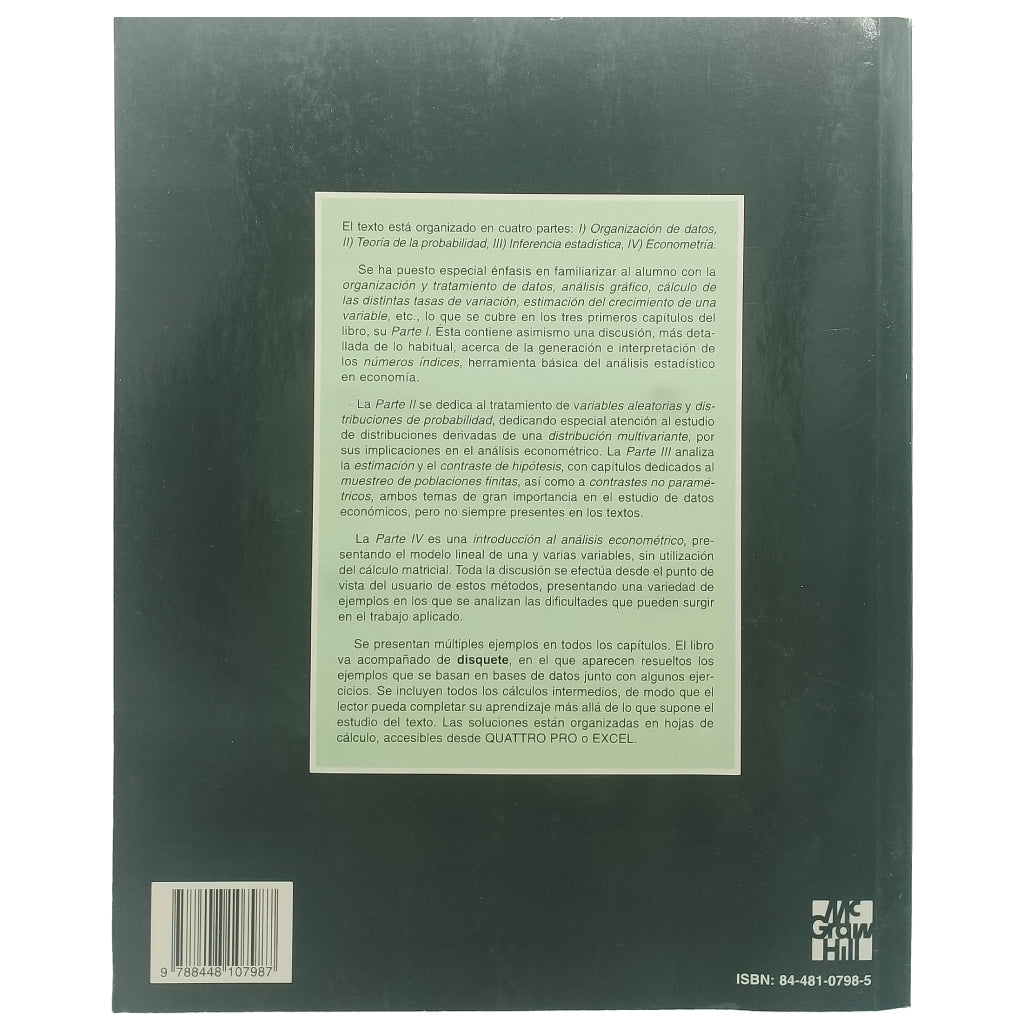 ESTADÍSTICA Y ECONOMETRÍA. Novales, Alfonso