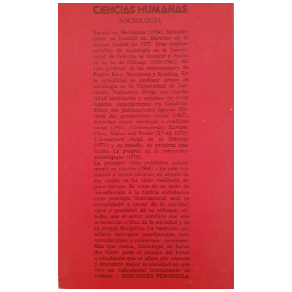 SOCIOLOGÍA. Giner, Salvador