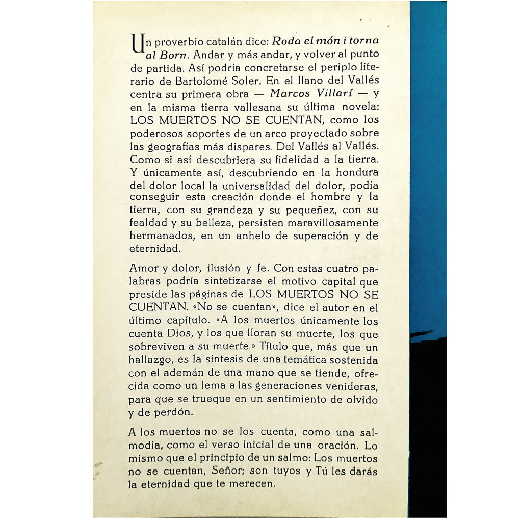 LOS MUERTOS NO SE CUENTAN. Novela. Soler, Bartolomé