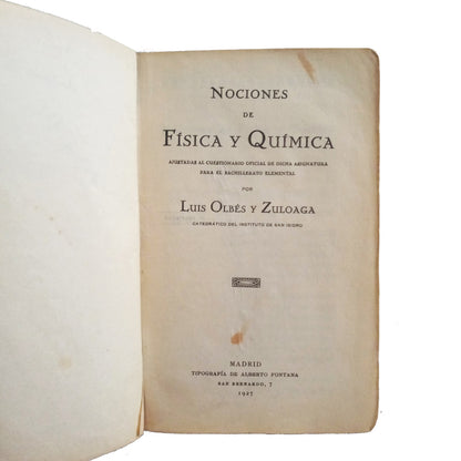 NOCIONES DE FÍSICA Y QUÍMICA. Olbés y Zuloaga, Luis