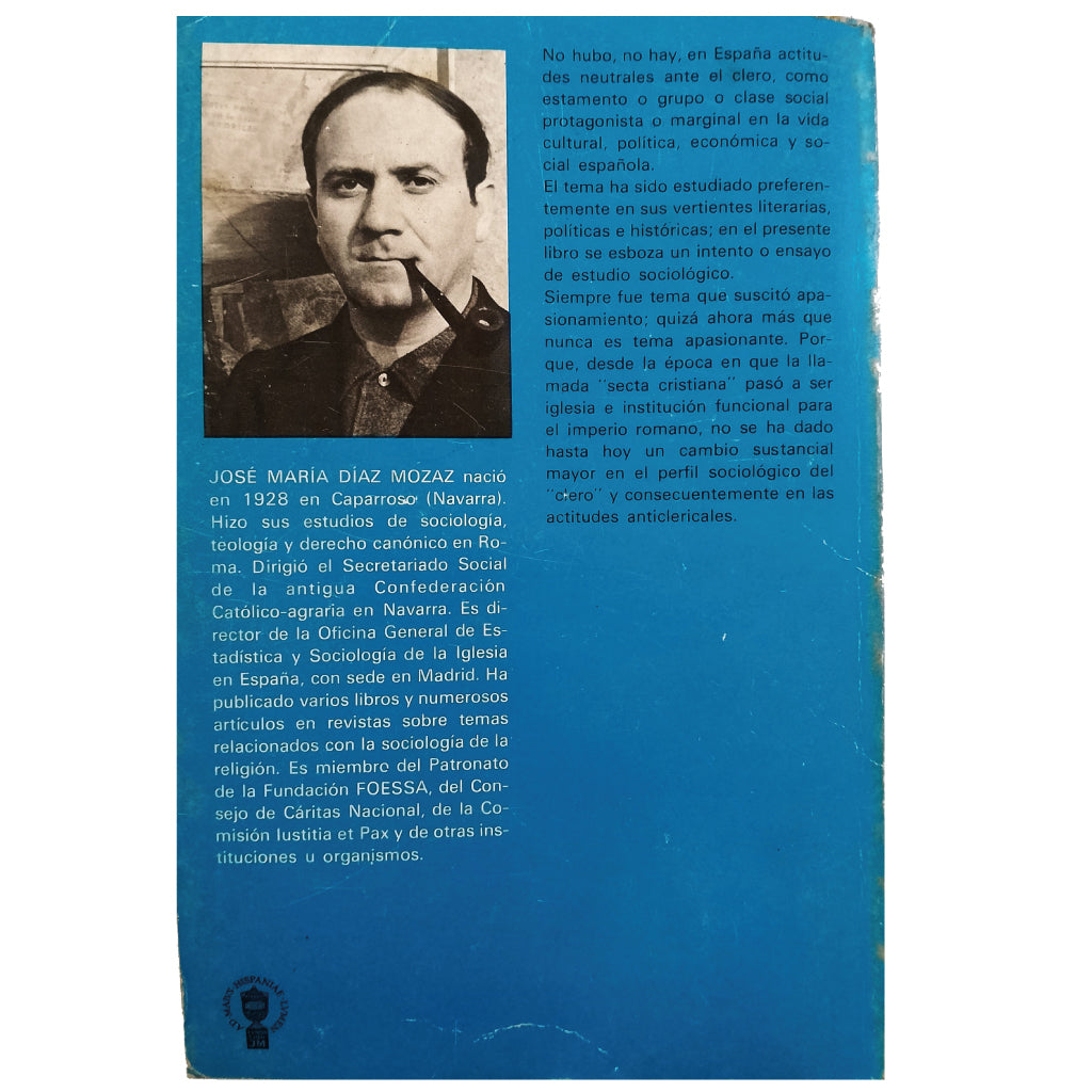 APUNTES PARA UNA SOCIOLOGÍA DEL ANTICLERICALISMO. Díaz Mozaz, José María