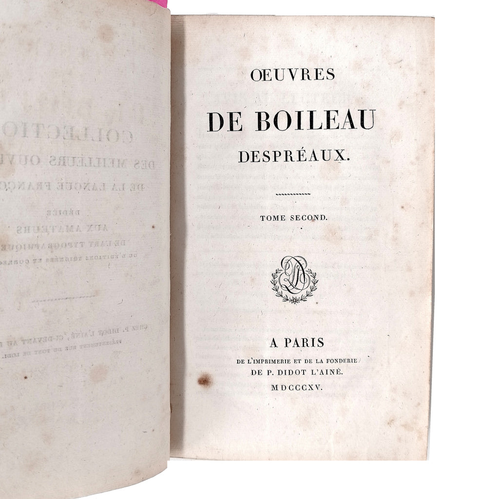 OUVRES. Tome second. Despreaux, Boileau