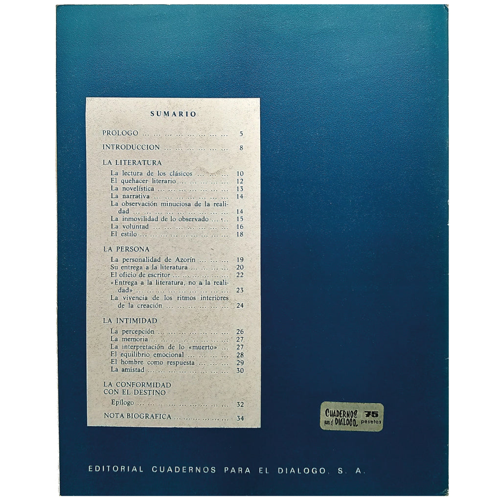 LOS SUPLEMENTOS Nº 65. UNA LECTURA DE AZORÍN. Amo, Javier del