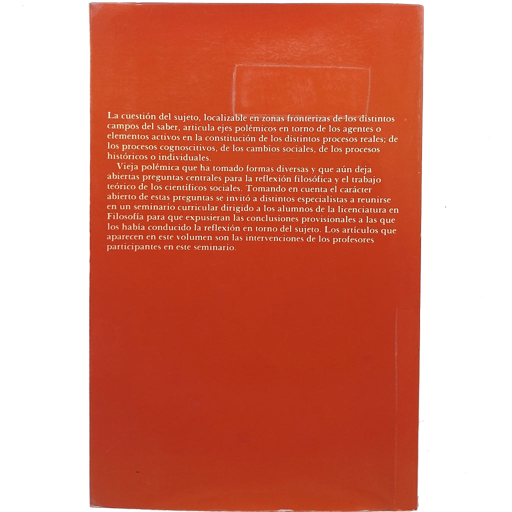 CRÍTICA DEL SUJETO. Varios autores