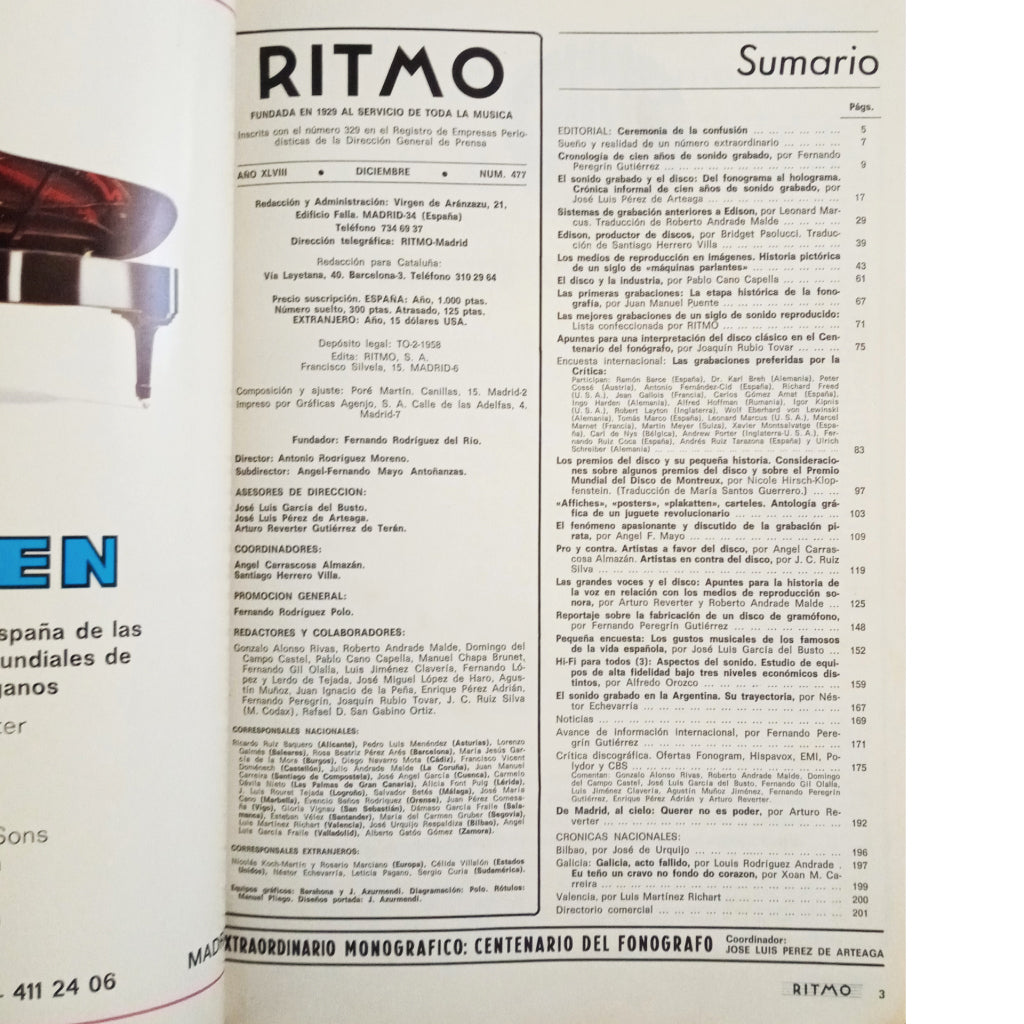 RITMO Nº 477: CENTENARIO DEL FONÓGRAFO