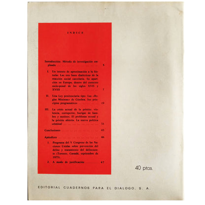 THE SUPPLEMENTS Nº 52. MEN AND PRISONS. HISTORY AND CRISIS OF THE DEPRIVATION OF FREEDOM. García Valdés, Carlos