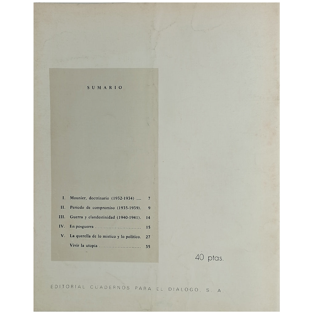 LOS SUPLEMENTOS Nº 59: MOUNIER: ÉTICA Y POLÍTICA. Díaz Hernández, Carlos