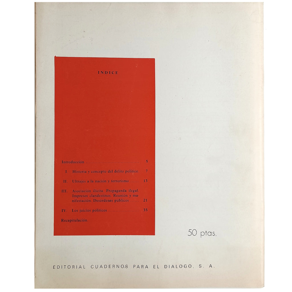 LOS SUPLEMENTOS Nº 69: EL DELITO POLÍTICO. García Valdés, Carlos