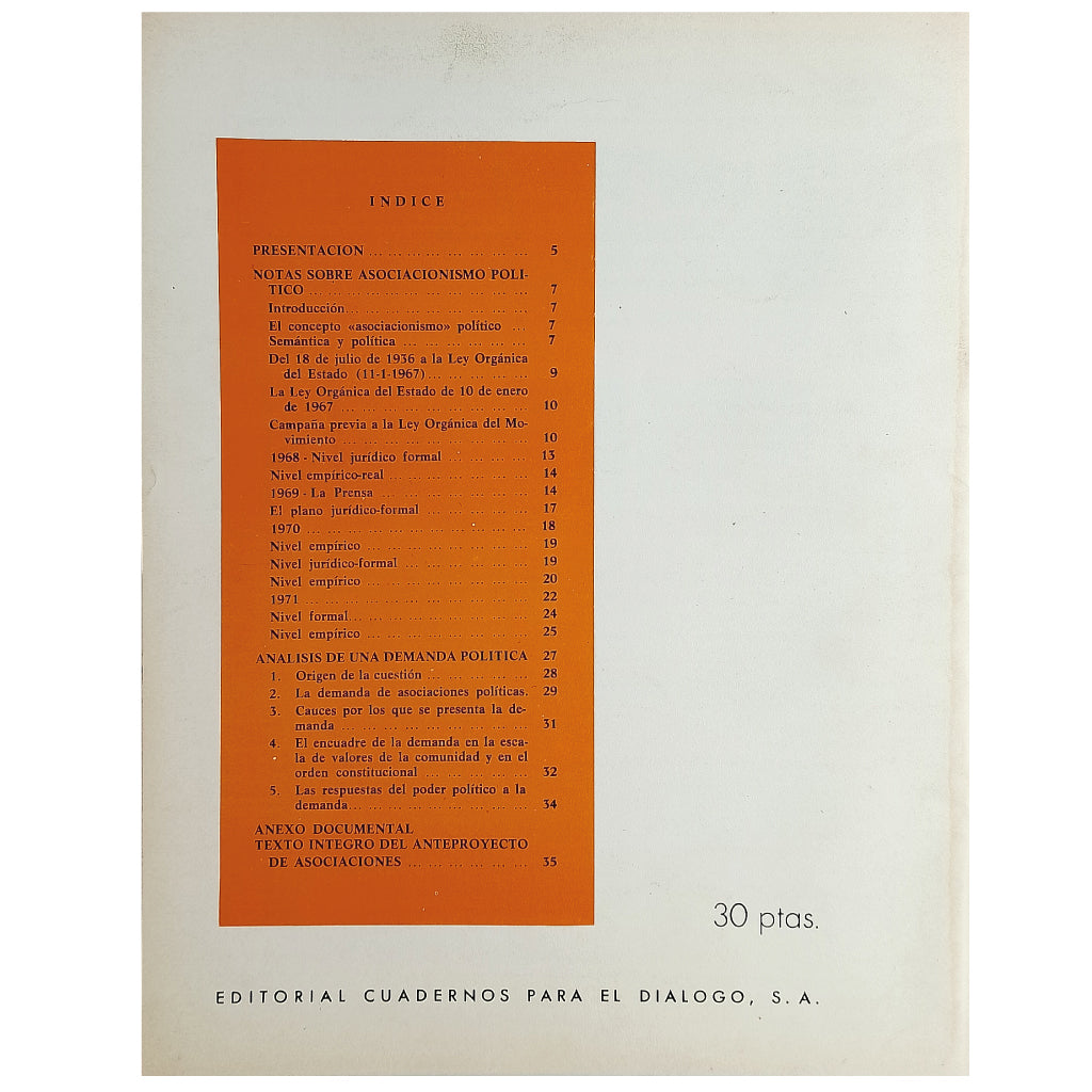 LOS SUPLEMENTOS Nº 25: LAS ASOCIACIONES POLÍTICAS EN ESPAÑA. Fernández Sepúlveda, Ángel/ Alzaga Villamil, Óscar
