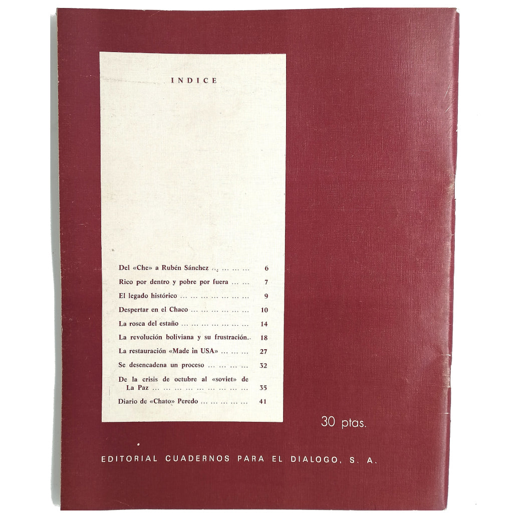 LOS SUPLEMENTOS Nº 30: BOLIVIA, ANOTACIONES SOBRE UN PROCESO REVOLUCIONARIO