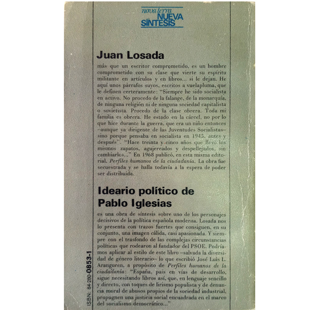 IDEARIO POLÍTICO DE PABLO IGLESIAS. Losada, Juan
