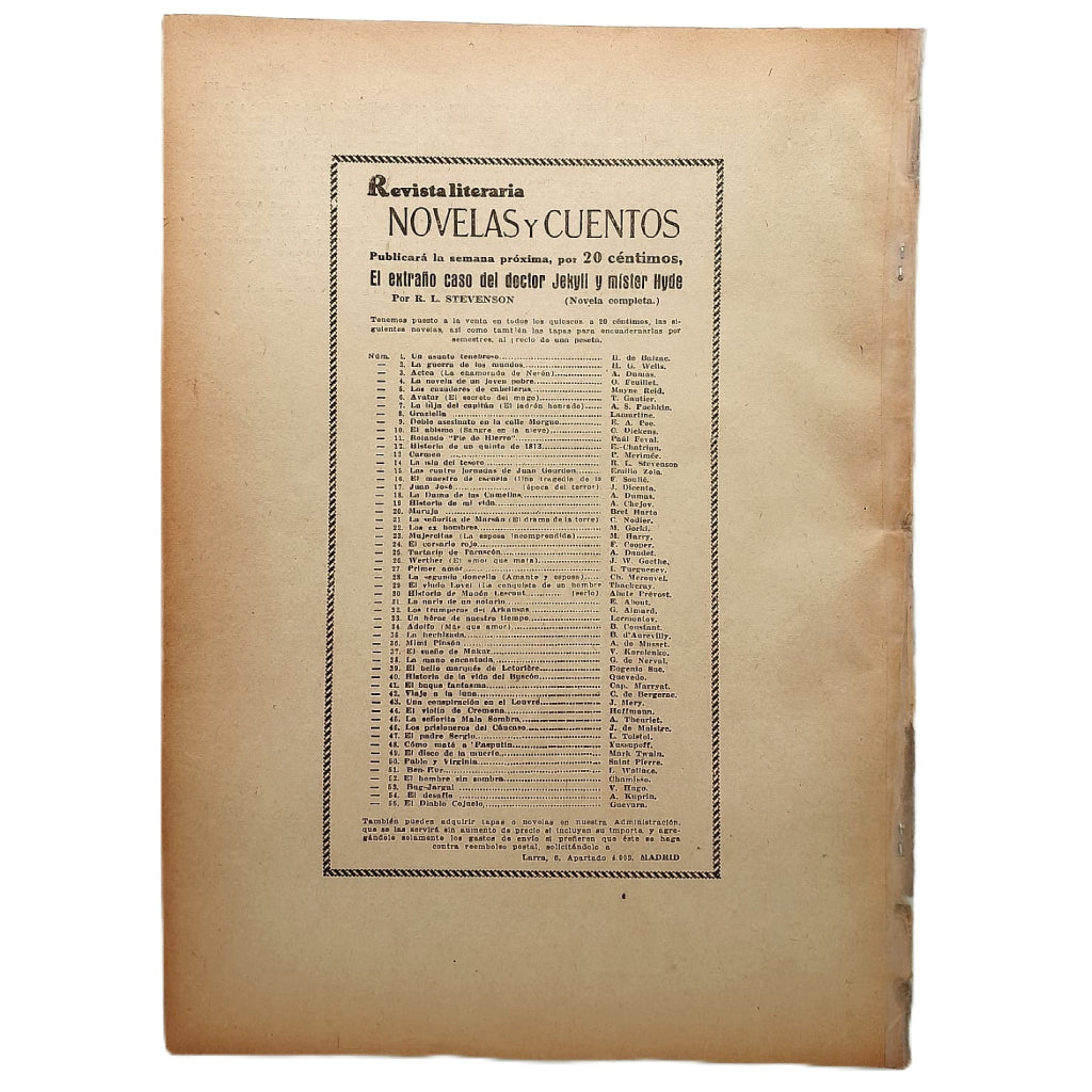 NOVELAS Y CUENTOS Nº 55: EL DIABLO COJUELO. Vélez de Guevara, Luis