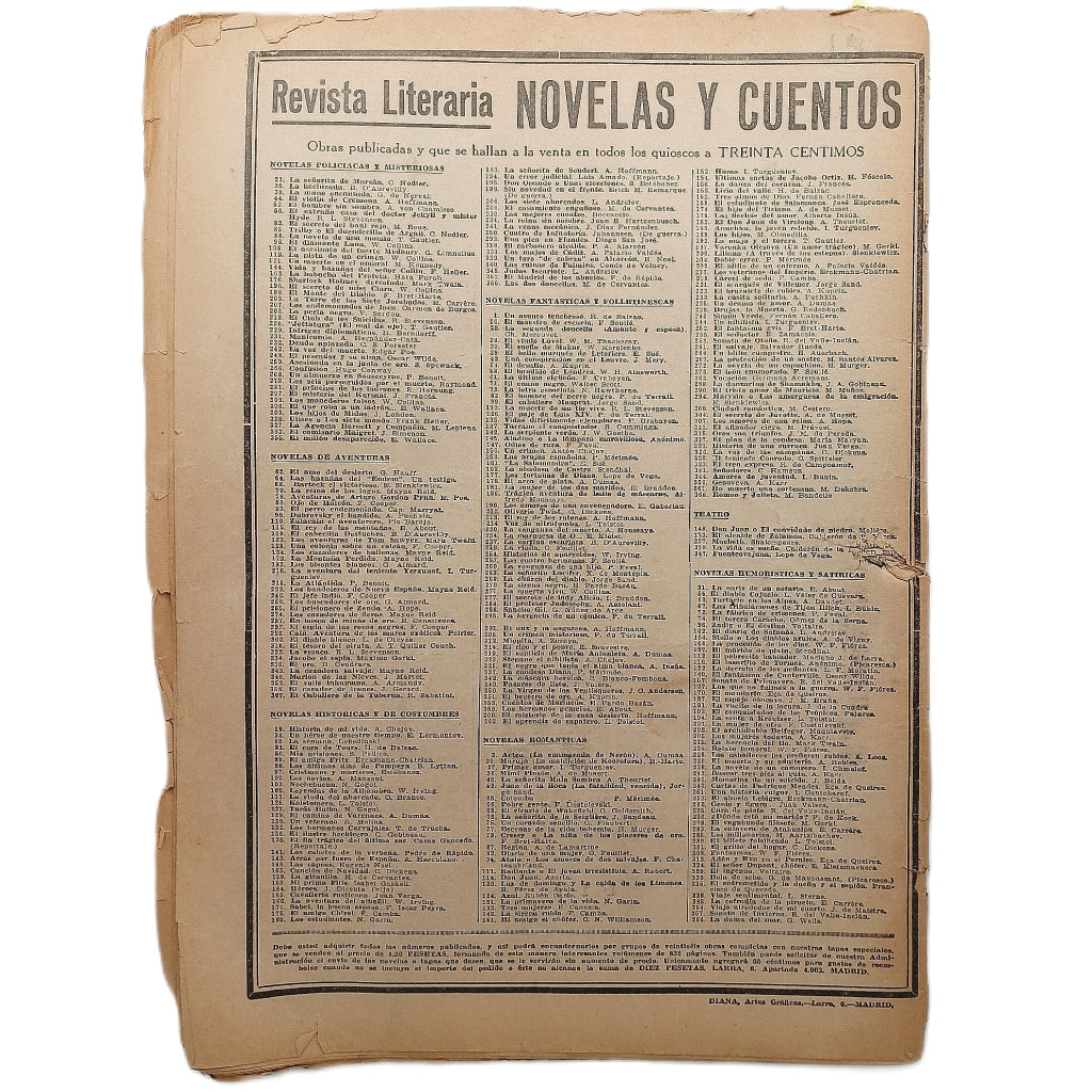 NOVELAS Y CUENTOS Nº 367: EL CABALLERO DE LA TABERNA. Sabatini, Rafael