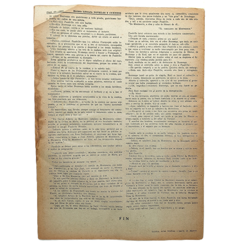 NOVELAS Y CUENTOS Nº 861: LOS HEREDEROS DEL COMENDADOR. Terrail, Ponson du