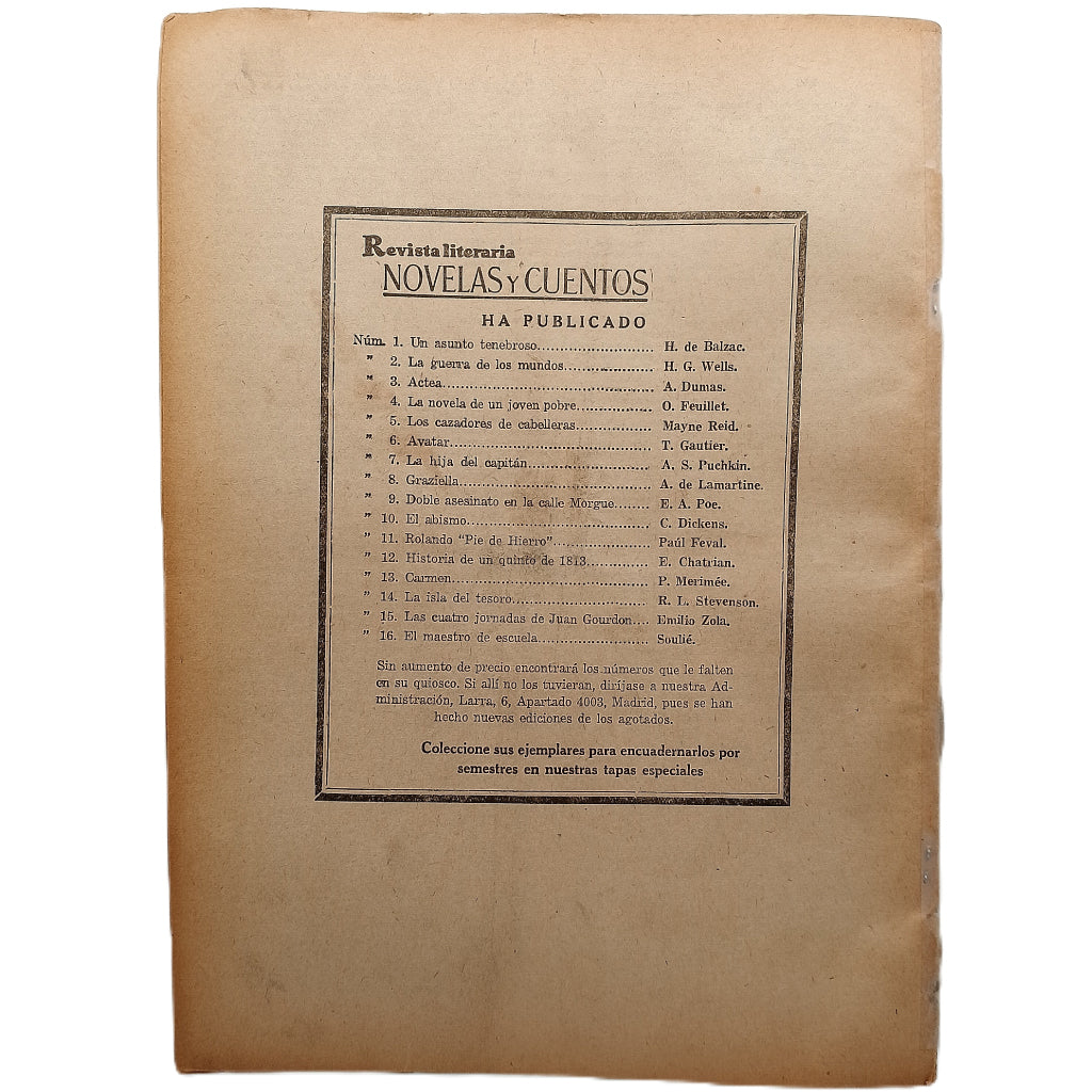 NOVELAS Y CUENTOS Nº 16: EL MAESTRO DE ESCUELA. Soulie, Federico