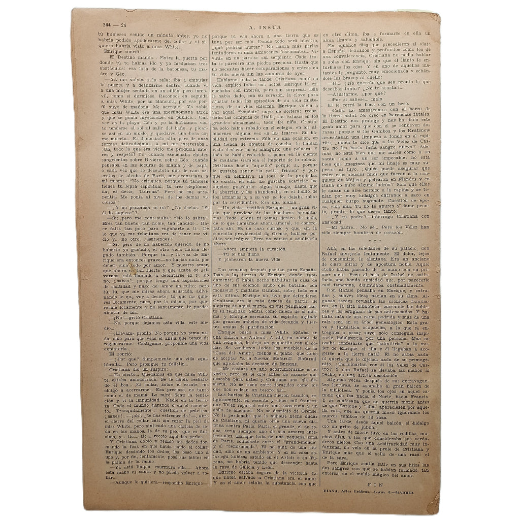 NOVELAS Y CUENTOS Nº 401: LA BATALLA SENTIMENTAL. Insua, Alberto