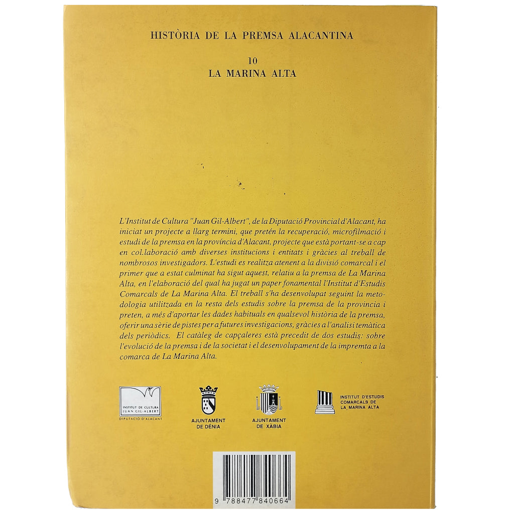 LA PREMSA A LA MARINA ALTA (1840-1990). Varios autores