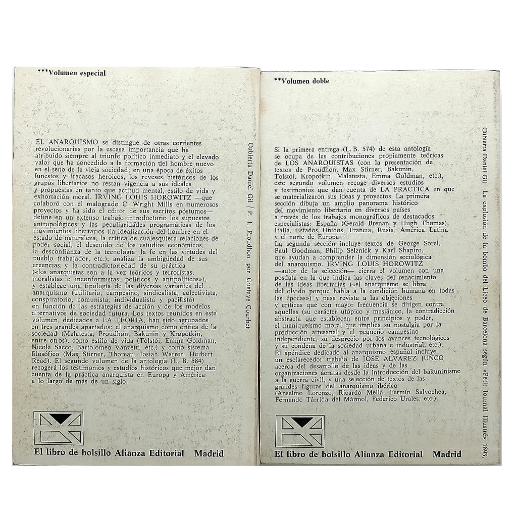 LOS ANARQUISTAS. Tomo I y II. Horowitz, Irving (Selección y prólogo)