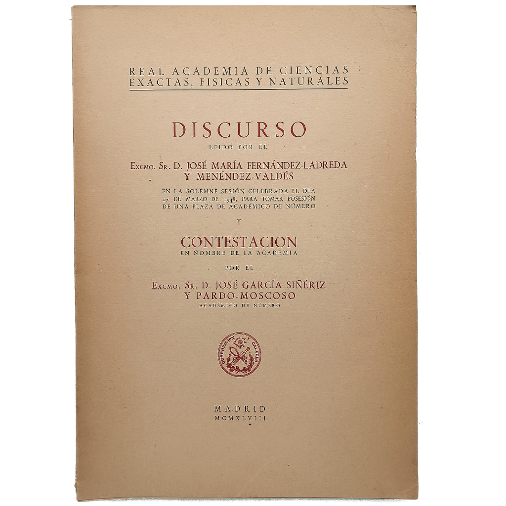 DISCURSO. Fernández-Ladreda y Menéndez Valdés, José María