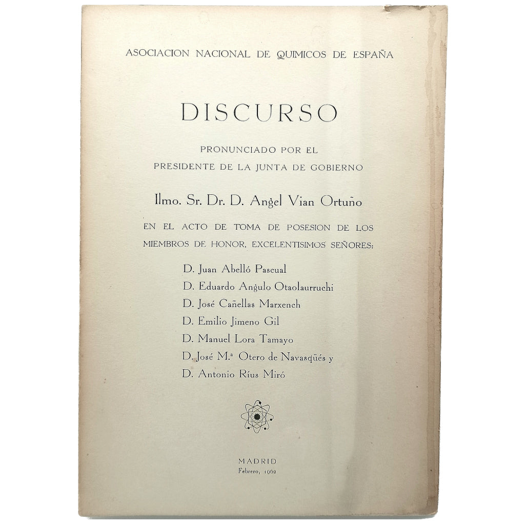 DISCURSO. Vian Ortuño, Ángel