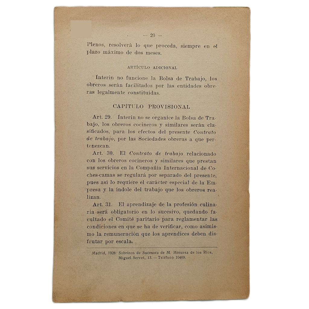 COMITÉS PARITARIOS INTERLOCALES DE LA INDUSTRIA HOTELERA DE MADRID. Apartado A. Contrato de trabajo