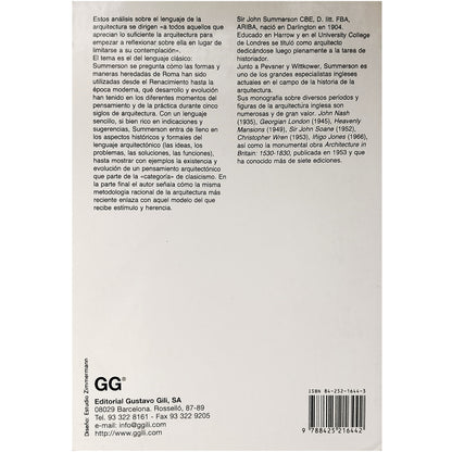 EL LENGUAJE CLÁSICO DE LA ARQUITECTURA. De L. B. Alberti a Le Corbusier. Summerson, John