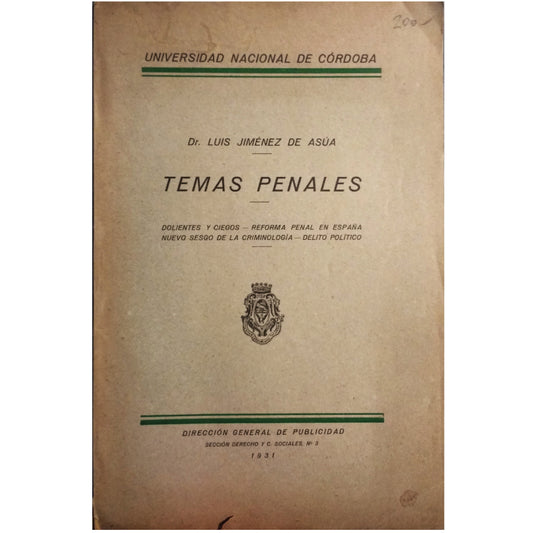 TEMAS PENALES. Jiménez de Asúa, Luis