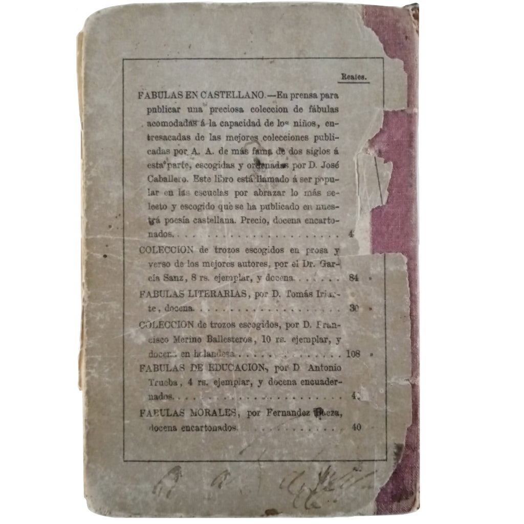 FABLES IN SPANISH VERSE FOR USE OF THE ROYAL BASQUE SEMINAR. Two volumes in one volume. Samaniego, Félix María